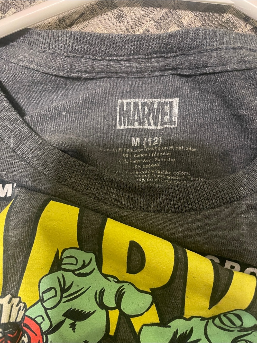 Marvel Kids Gray Graphic Superhero Tee with Yellow Logo - Picture 3 of 3
